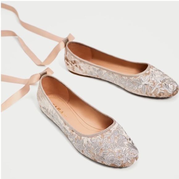 RETRO ZARA FLORAL EMBROIDERED BALLERINAS BRAND NEW - Picture 4 of 8